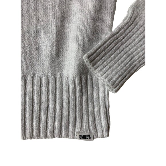 New! American Eagle Smiley  Mockneck Sweater gray Marled Blue Red Logo Women's M - Picture 8 of 15